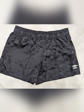 2/$25 Umbro Soccer Shorts Youth M 10-12 Black Checkered Drawstring NWOT